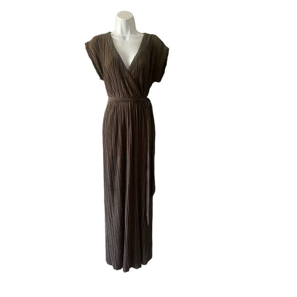 Soft Surroundings Perfect Plisse Mocha French Pleat Maxi Long Dress - Picture 11 of 11
